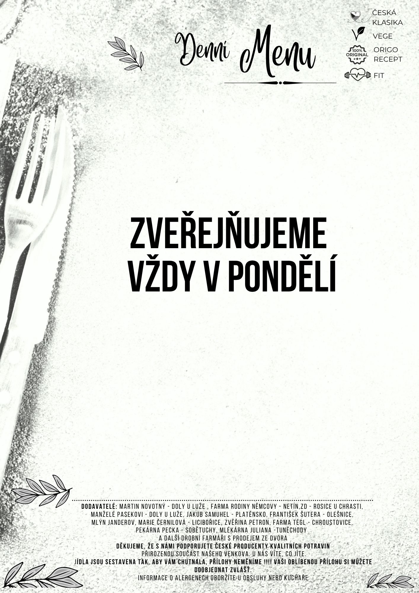 Týdenní menu restaurace